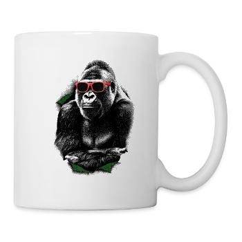 Gorilla Pop Art – Illustration bicolore à demi-tons - Mug blanc - blanc - Droite