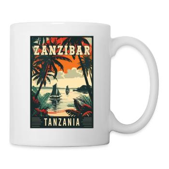 Tropical Zanzibar in Tanzania Vintage Travel Art - Mug - white - Right