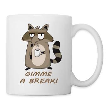 Arrête ! Raton laveur fatigué avec du café - Mug blanc - blanc - Droite