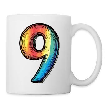 9 Nombre coloré - Mug blanc - blanc - Droite