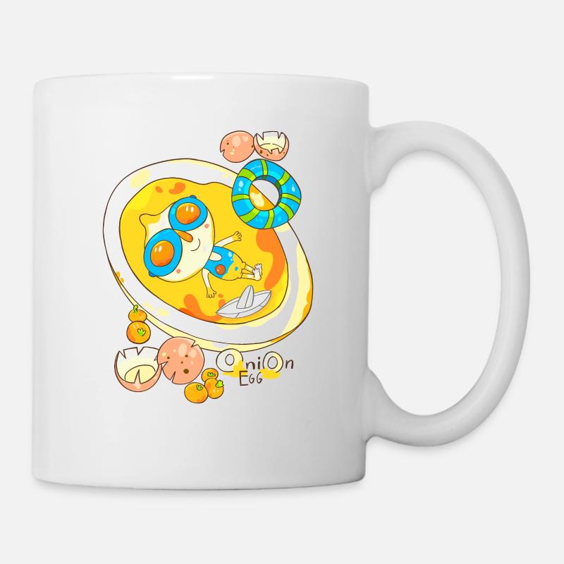Dessin animé Sun Breakfast avec des lunettes - Mug blanc - blanc