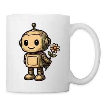 Robot avec fleur - Mug blanc - blanc - Droite