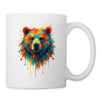 Bär im Splatter-Dynamik-Gemälde - Tasse - Weiß - Rechts