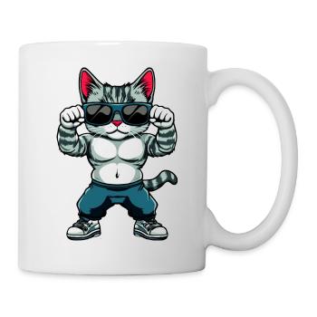 Fitness Katzen - Tasse - Weiß - Rechts
