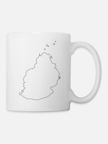 Mauritius-Gliederungskarte - Tasse - Weiß