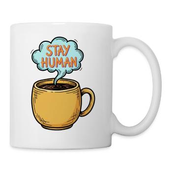 Stay Human Hand-Drawn Coffee Mug Doodle - Mug - white - Right