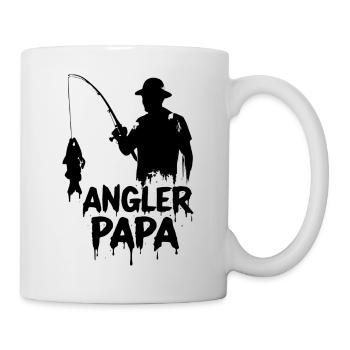 Angler Papa - Fischer Vater Silhouette und Fisch. - Tasse - Weiß - Rechts