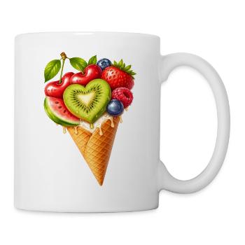 Illustration de cornet de glace aux fruits dans la gaufre - Mug blanc - blanc - Droite