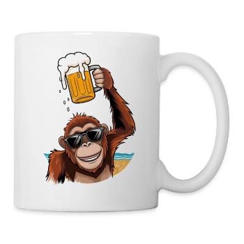 Funny monkey with beer mug on the beach party monkey - Mug - white - Right
