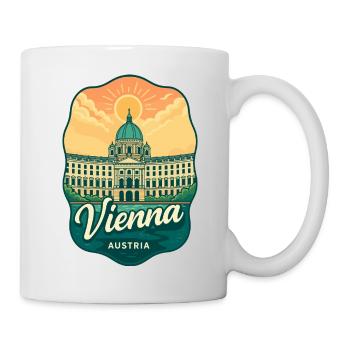 Vienna Austria Hofburg Sunset Retro Reiseabzeichen - Tasse - Weiß - Rechts