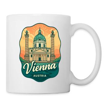 Vienna Austria Karlskirche Sunset Retro Travel Art - Mug - white - Right