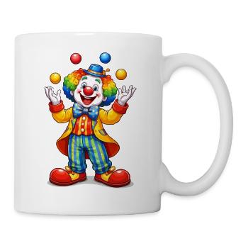 Circus clown in rainbow outfit - Mug - white - Right