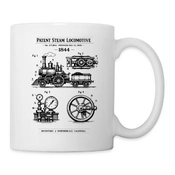 Vintage Dampflokomotiv-Bauplan - Tasse - Weiß - Rechts