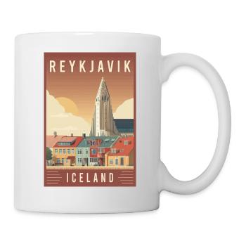 Discover Nordic Cityscape of Reykjavik in Iceland - Mug - white - Right