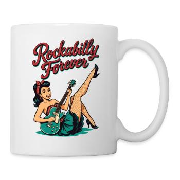 Rockabilly Forever: Pin-up Woman with Electric Guitar Retr - Mug - white - Right