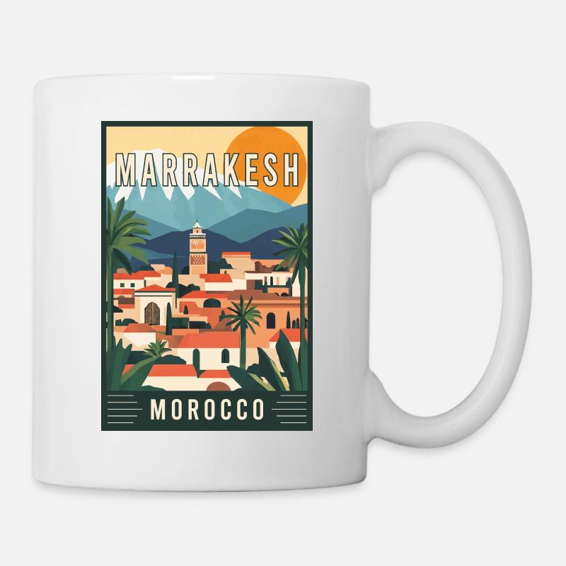 Découvrez les souks vibrants de Marrakech au Maroc - Mug blanc - blanc