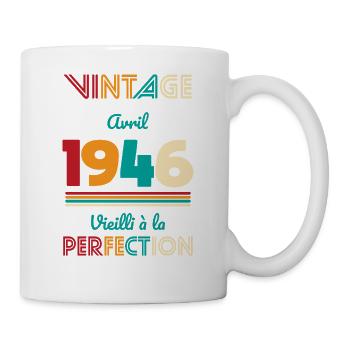 80. Geburtstag – Vintage – April 1946 - Tasse - Weiß - Rechts