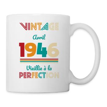 80. Geburtstag – Vintage – April 1946 - Tasse - Weiß - Rechts