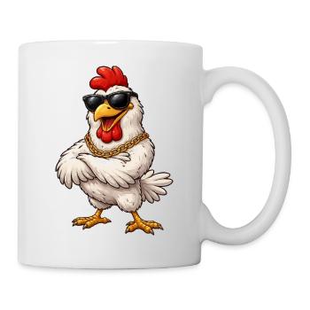 Chicken with sunglasses and gold chain - Mug - white - Right