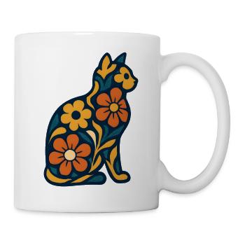 Flower cat in midnight blue - Mug - white - Right