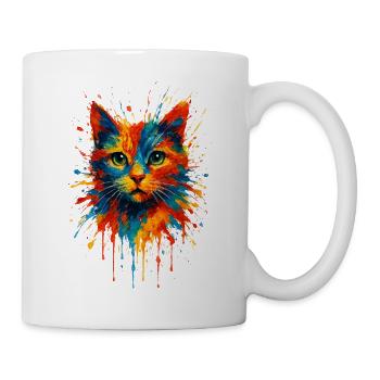 Katzen-Aquarell-Splash-Kunst Lebendige Tusche - Tasse - Weiß - Rechts