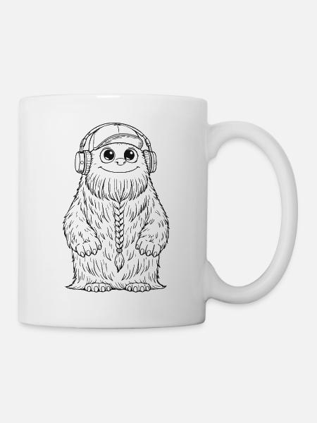 Fluffo with braid front - Fluffonster design black - Mug - white