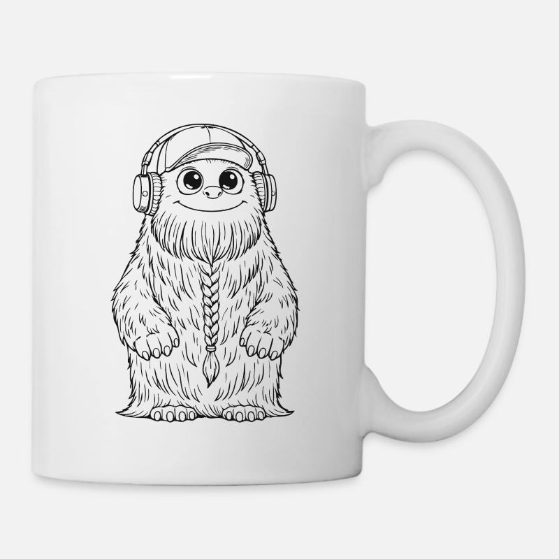 Fluffo avec tresse devant - Fluffonster design noir - Mug blanc - blanc