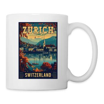 Découvrez Zurich en Suisse Art de voyage vintage - Mug blanc - blanc - Droite
