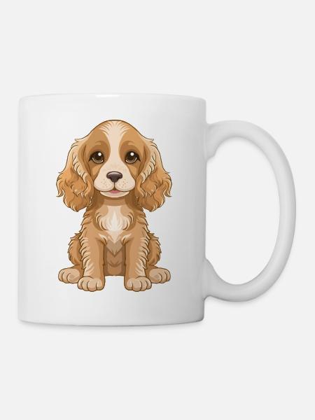 Süßer Cocker Spaniel-Welpe Cartoon - Tasse - Weiß