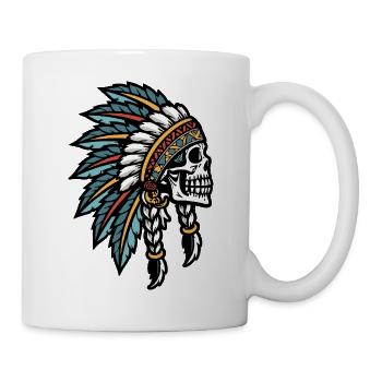 Skull Headdress Tribal Tattoo - Mug - white - Right