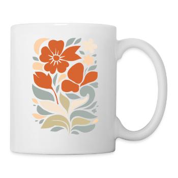 Abstraktes Blumen Muster Illustration - Tasse - Weiß - Rechts