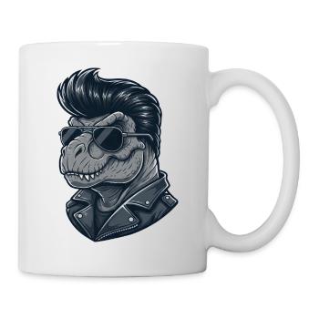 Cooler T-Rex Dinosaurier Sonnenbrille Rock and Rol - Tasse - Weiß - Rechts