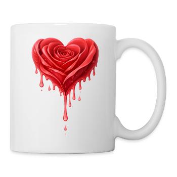 Red Rose in Heart Shape Illustration - Mug - white - Right