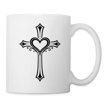 Kreuz Herz Symbol Jesus - Tasse - Weiß - Rechts