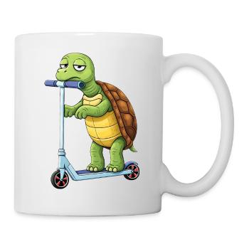 Cute Turtle Cartoon Scooter Scooter Boring - Mug - white - Right