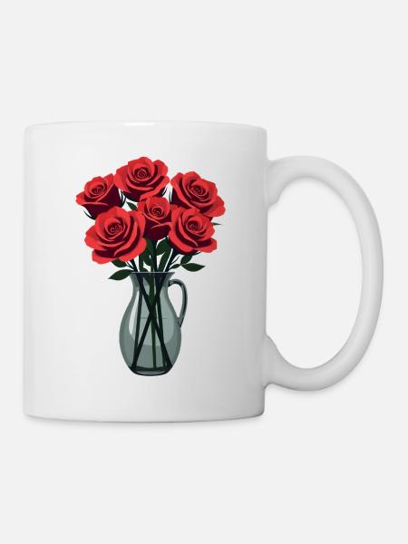 Rote Rosen - Tasse - Weiß