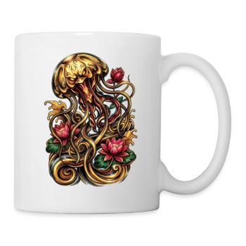 Quallen-Tattoo-Ästhetik Grafik - Tasse - Weiß - Rechts