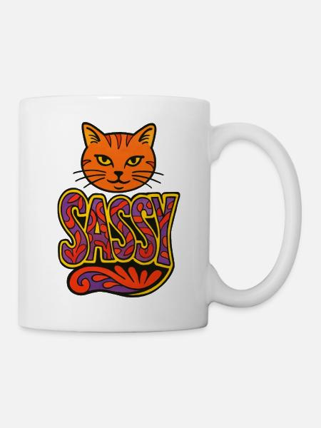 Sassy Cat Psychedelic Script - Tasse - Weiß