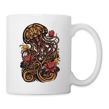 Quallen-Tattoo-Ästhetik Grafik - Tasse - Weiß - Rechts