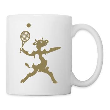 Minimalistische Kuh Tennisspieler Aufschlag  - Tasse - Weiß - Rechts