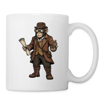 Singe Explorateur Steampunk Aventure Rétro - Mug blanc - blanc - Droite