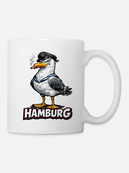 Kapitänsmöwe Hamburg - Tasse - Weiß