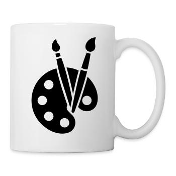 Malerei, Farbpalette, Pinsel, Kunst Symbol - Tasse - Weiß - Rechts