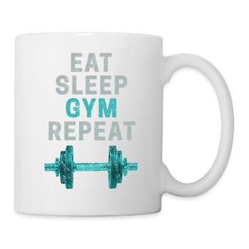 Eat Sleep Gym Repeat Fitnessstudio Bodybuilder - Tasse - Weiß - Rechts