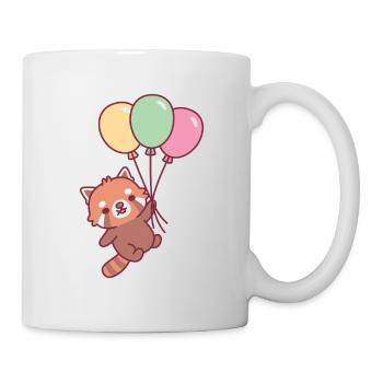 Süßer roter Panda und Luftballons - Tasse - Weiß - Rechts