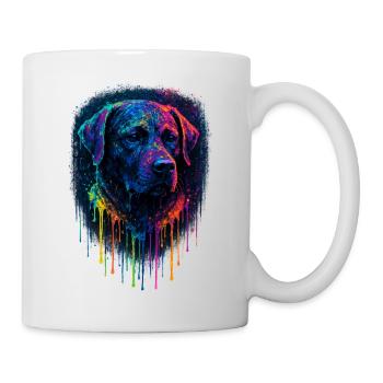 Labrador Pop Art Neon Farb-Splatterhund-Design - Tasse - Weiß - Rechts