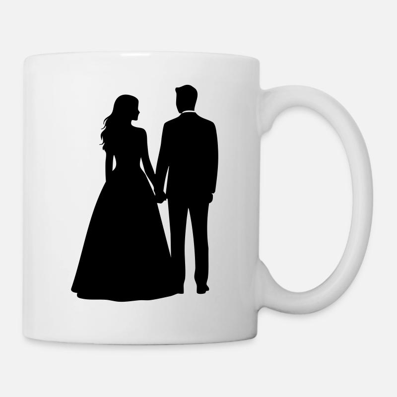 Wedding Couple Silhouette – Black & White Design - Mug - white