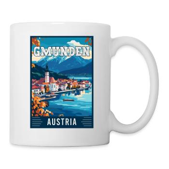 Lakeside View Gmunden in Austria - Travel Art - Mug - white - Right
