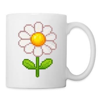 Pixelige Daisy Blume Illustration - Tasse - Weiß - Rechts