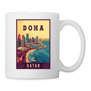 Explore Desert City Skyline of Doha in Qatar - Mug - white - Right